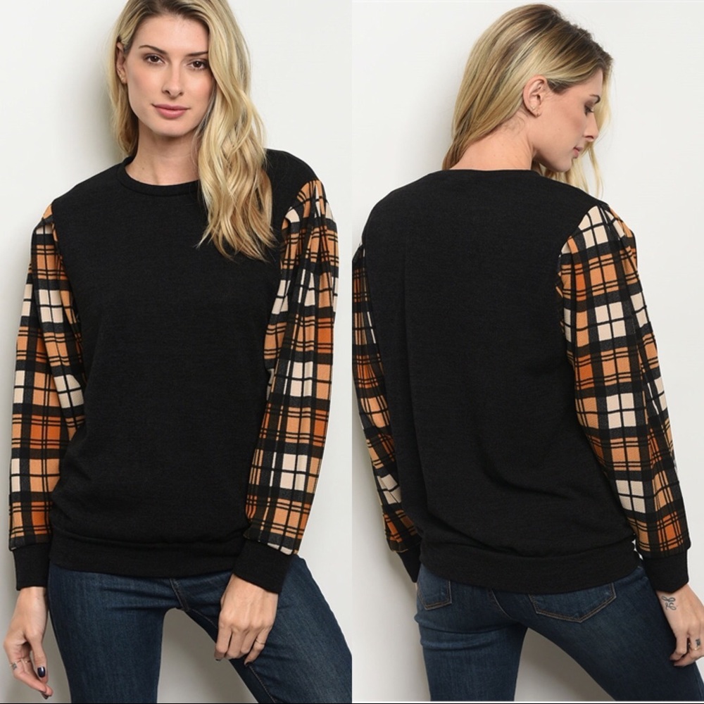 BLACK MUSTARD PLAID TOP